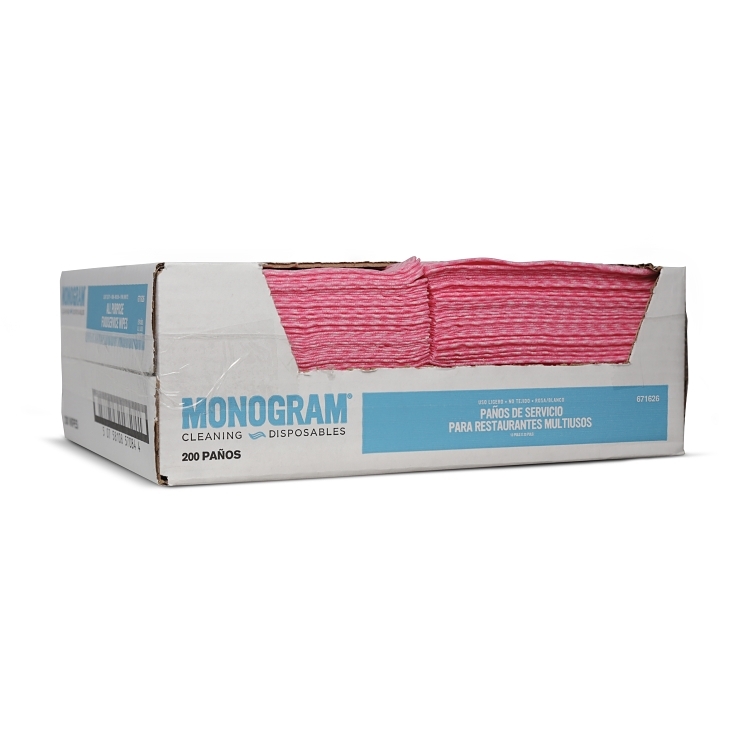 MONOGRAM 13X20 PINK/WHITE NON-WOVEN ALL-PURPOSE TOWEL/WIPES