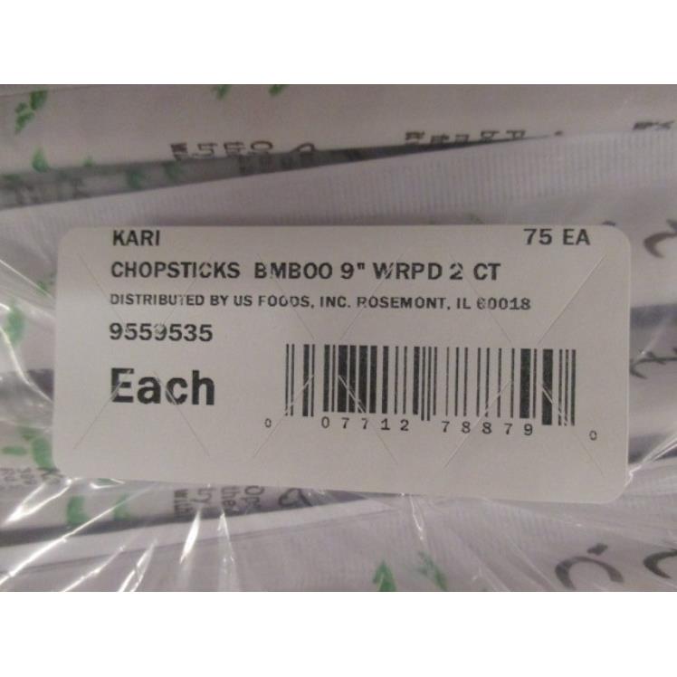 KARI BAMBOO CHOPSTICKS 9 INCH WRAPPED 2 COUNT