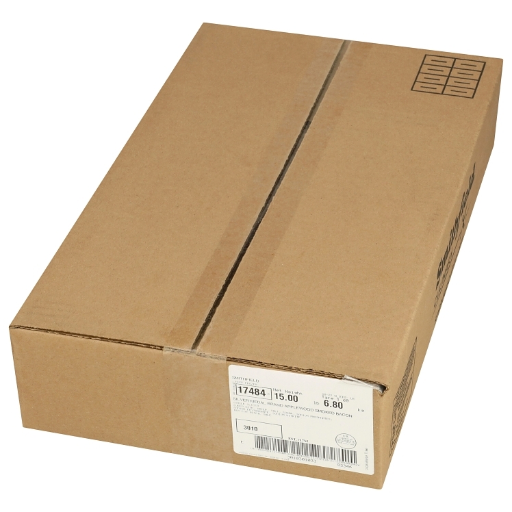 SMITHFIELD 18-22 COUNT APPLEWOOD BACON SMOKED RAW FROZEN 15L