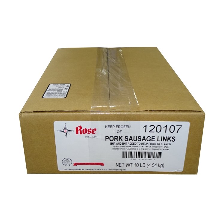 ROSE SKIN-ON PORK SAUSAGE LINK 1 OZ 120107