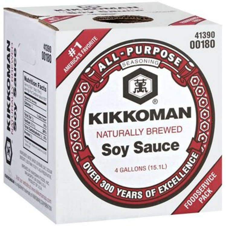 KIKKOMAN 4 GAL SOY SAUCE CUBE W/ DISPENSING SPIGOT
