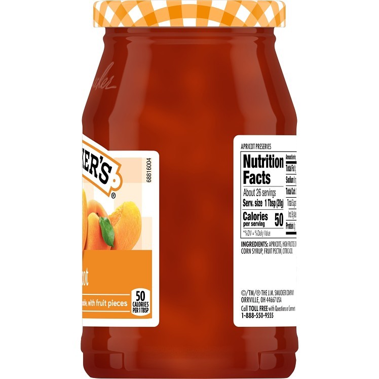 SMUCKER'S APRICOT PRESERVES GLASS JAR