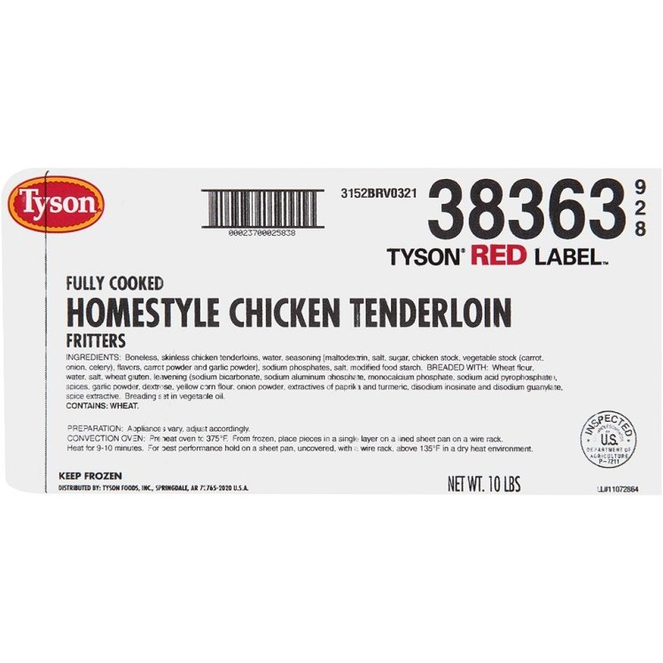 TYSON RED LABEL CHICKEN TENDER FRITTER COOKED HOMESTYLE