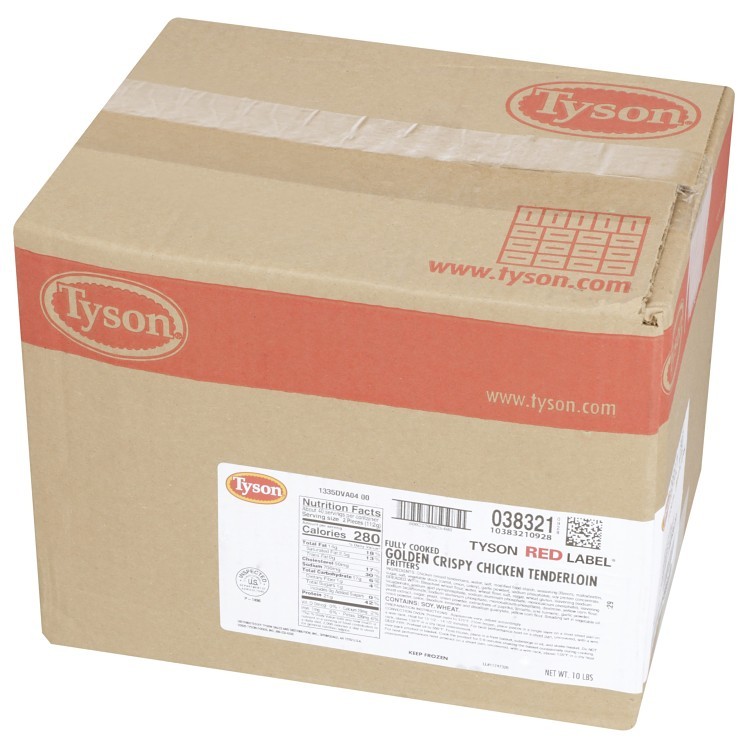 TYSON RED LABEL BREADED CRISPY COOKED CHICKEN TENDERLOIN (38321)
