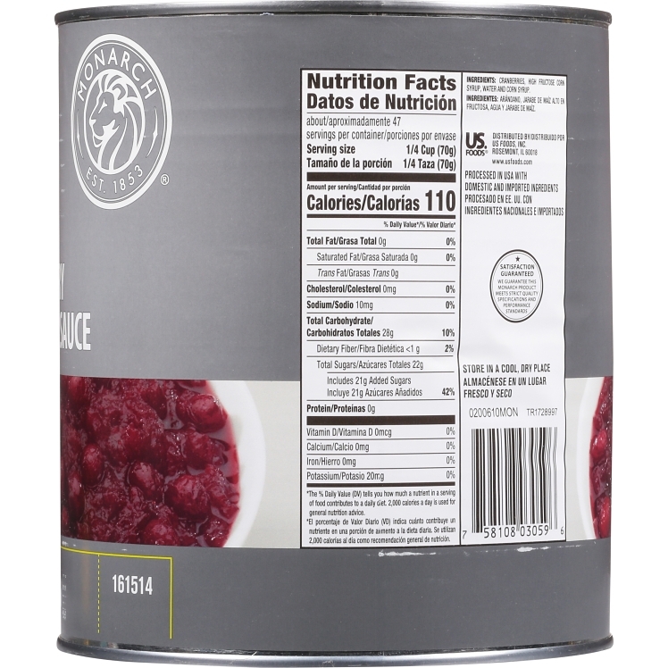 MONARCH CRANBERRY SAUCE WHOLE BERRY CANNED