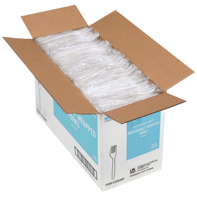 MONOGRAM MEDIUM WEIGHT WHITE POLYPROPYLENE WRAPPED PLASTIC FORK