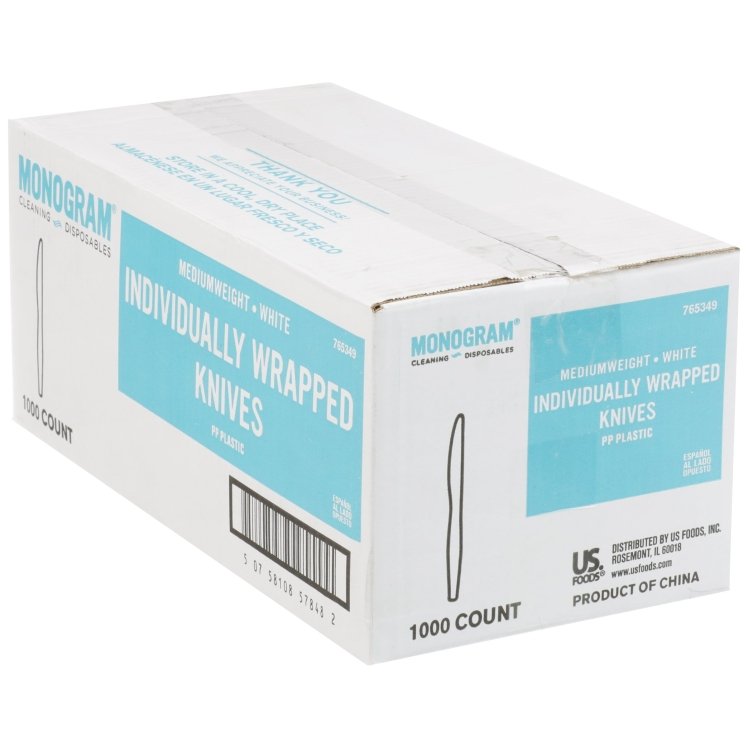 MONOGRAM MEDIUMWEIGHT WHITE INDIVDUALLY WRAPPED KNIVES