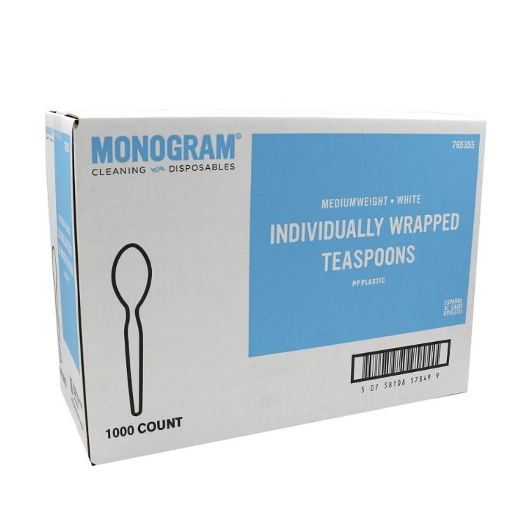 MONOGRAM SPOON TEA WHITE POLYPROPYLENE WRAPPED