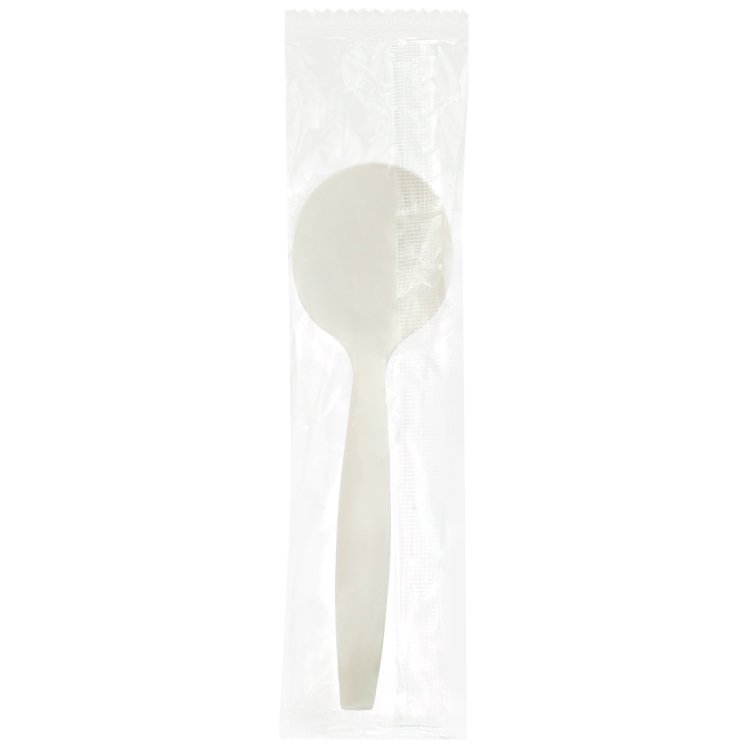MONOGRAM MEDIUM WEIGHT WHITE POLYPROPYLENE WRAPPED SOUP SPOON