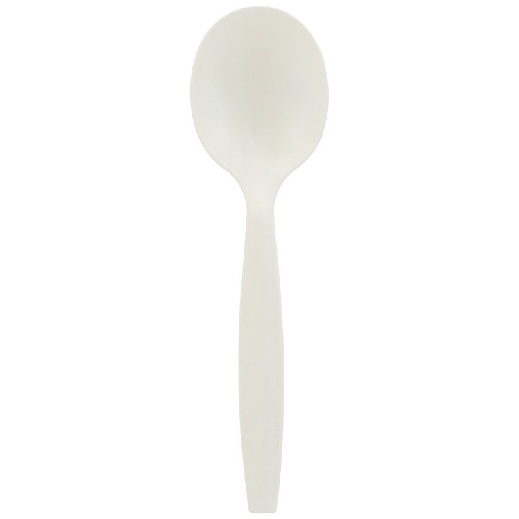 MONOGRAM MEDIUM WEIGHT WHITE POLYPROPYLENE WRAPPED SOUP SPOON