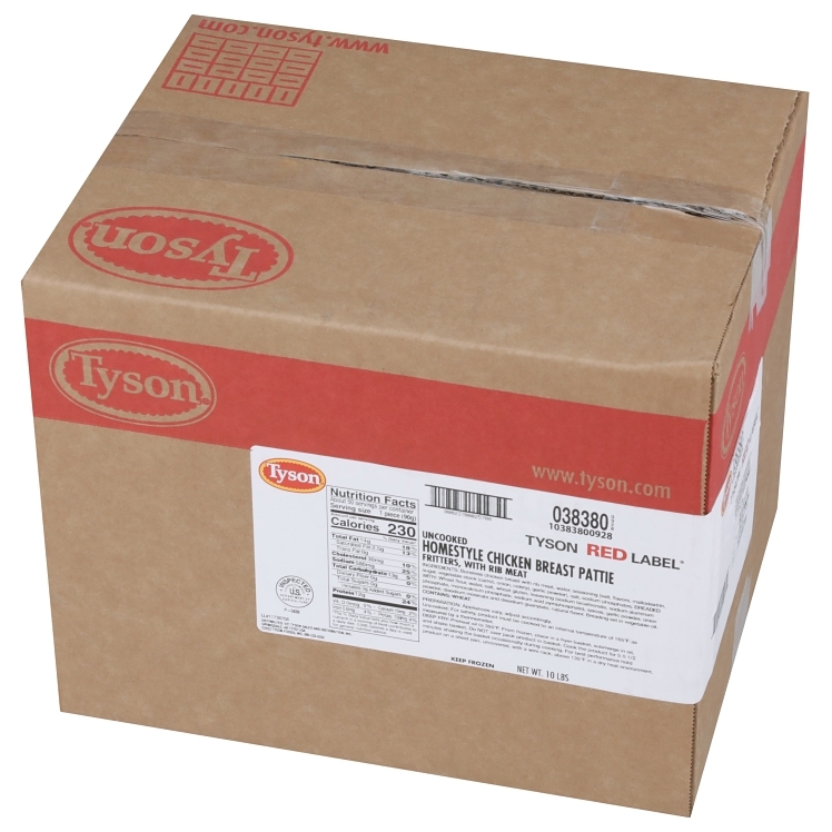 TYSON CHICKEN PATTY FRITTER UNCOOKED BREADED 3.2 OZ