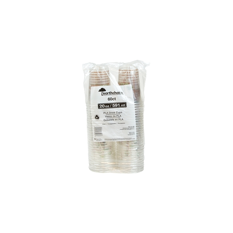 EARTHCHOICE CUP CLEAR COMPOSTABLE PRINT 20 OZ
