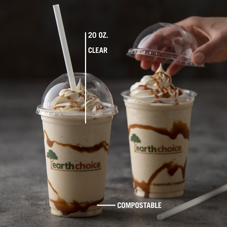 EARTHCHOICE CUP CLEAR COMPOSTABLE PRINT 20 OZ