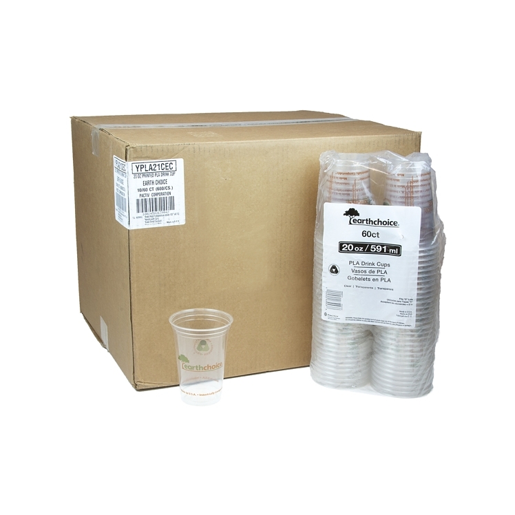 EARTHCHOICE CUP CLEAR COMPOSTABLE PRINT 20 OZ