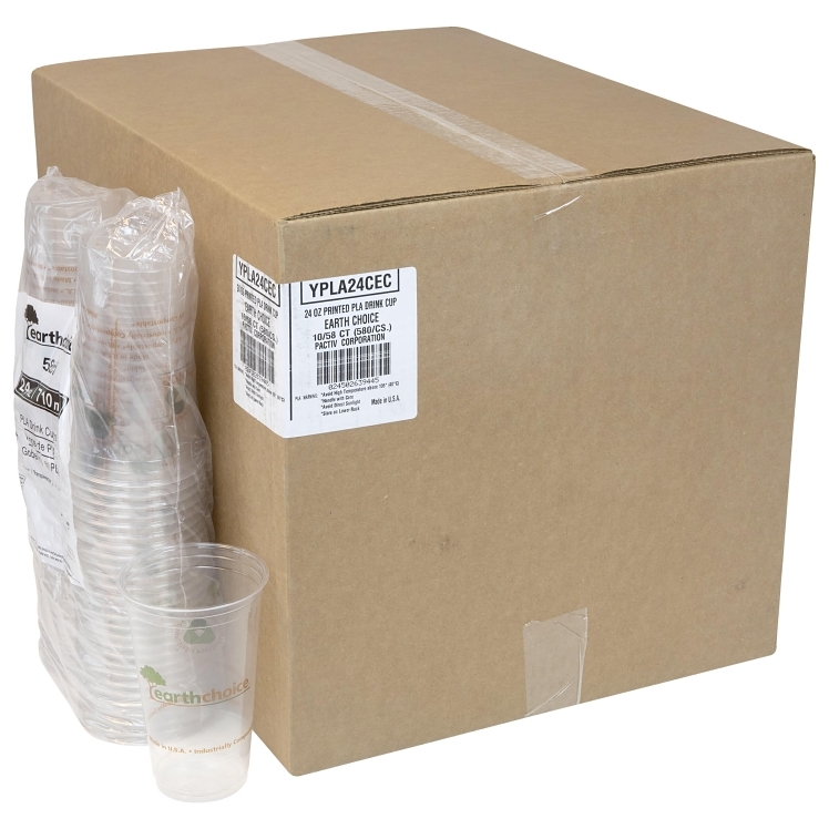 EARTHCHOICE CUP CLEAR COMPOSTABLE PRINT 24 OZ