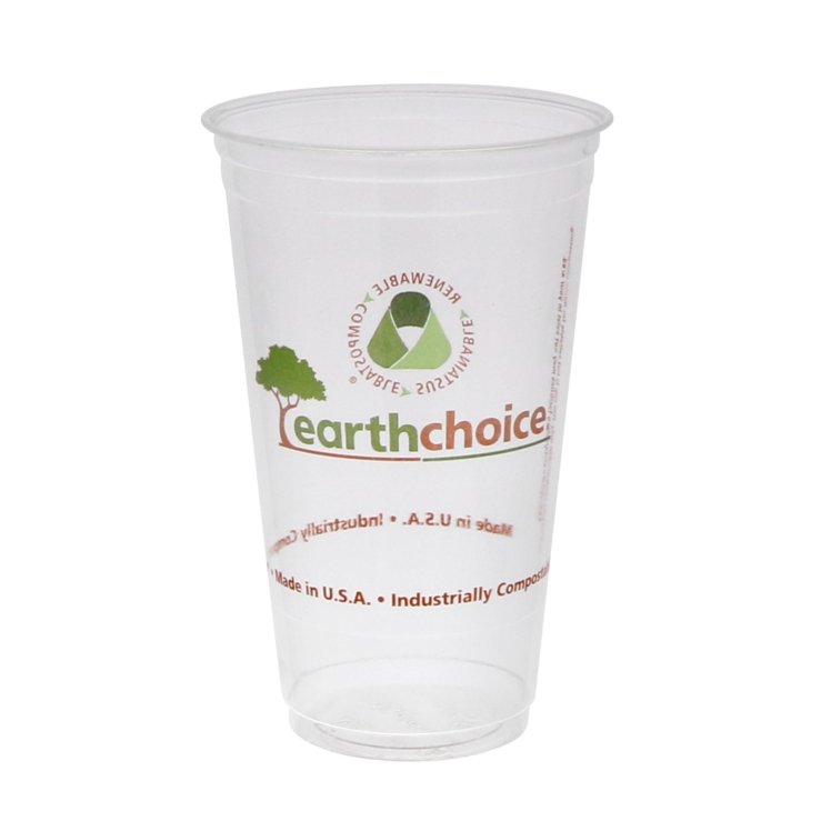 EARTHCHOICE CUP CLEAR COMPOSTABLE PRINT 24 OZ