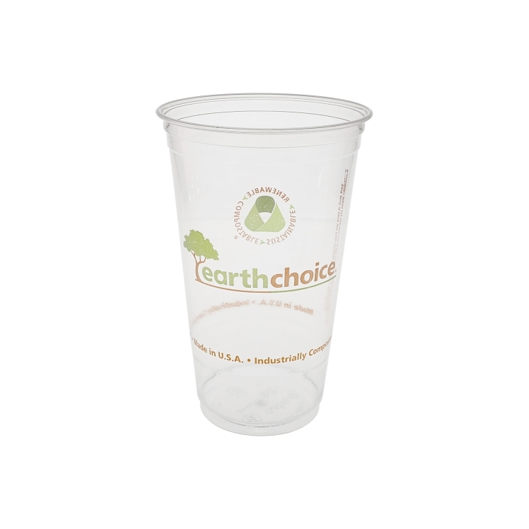 EARTHCHOICE CUP CLEAR COMPOSTABLE PRINT 24 OZ