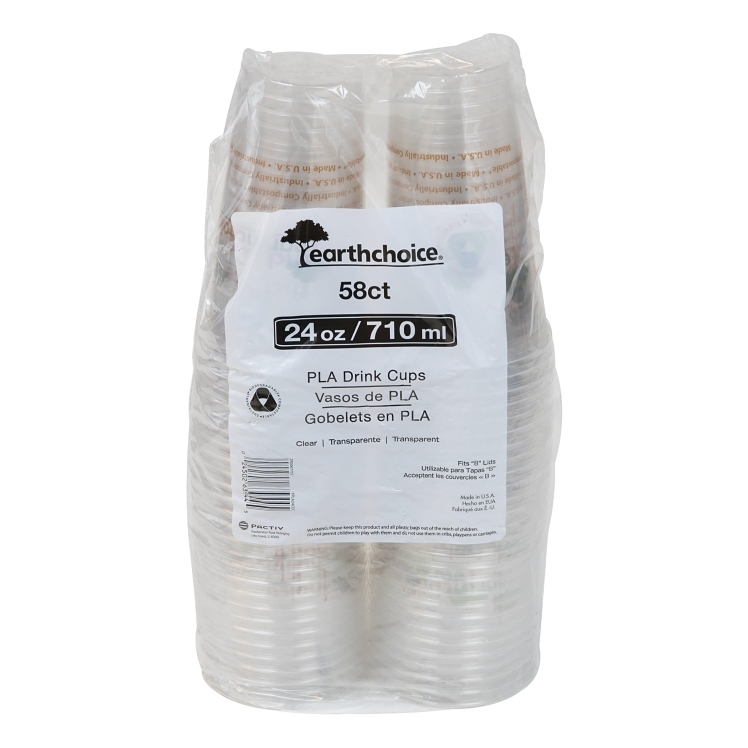 EARTHCHOICE CUP CLEAR COMPOSTABLE PRINT 24 OZ