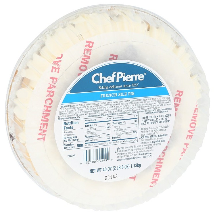 CHEF PIERRE FRENCH SILK PIE UNSLICED THAW FROZEN
