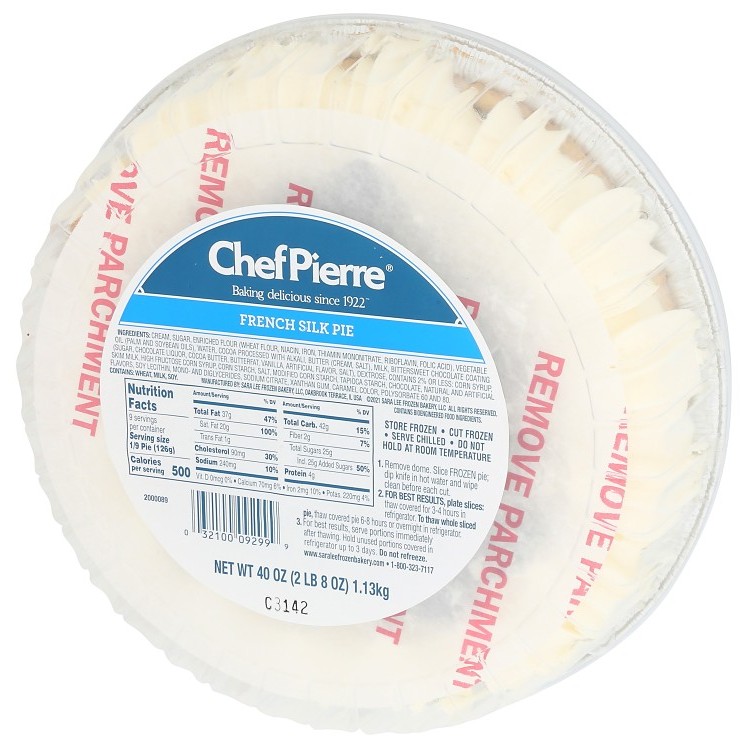 CHEF PIERRE FRENCH SILK PIE UNSLICED THAW FROZEN