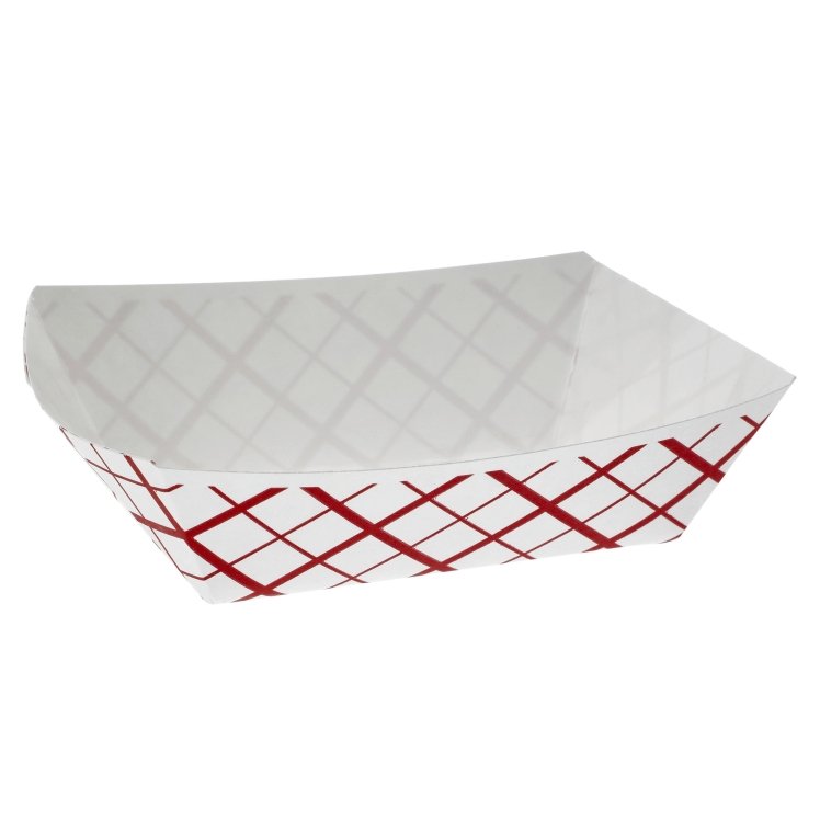 MONOGRAM PLAID CLAY COATED 1 LB PAPER FOOD TRAY