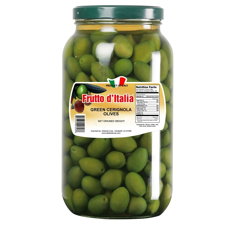 FRUTTO D'ITALIA GREEN CERIGNOLA WHOLE OLIVE 150-170