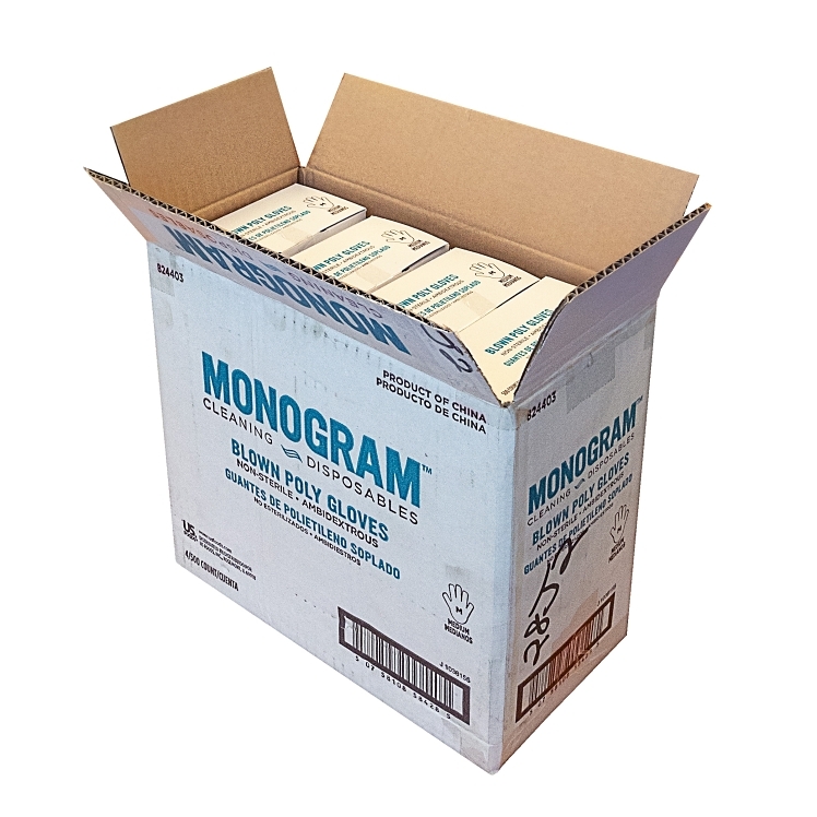 MONOGRAM MEDIUM POWDER FREE CLEAR EMBOSSED POLY GLOVES