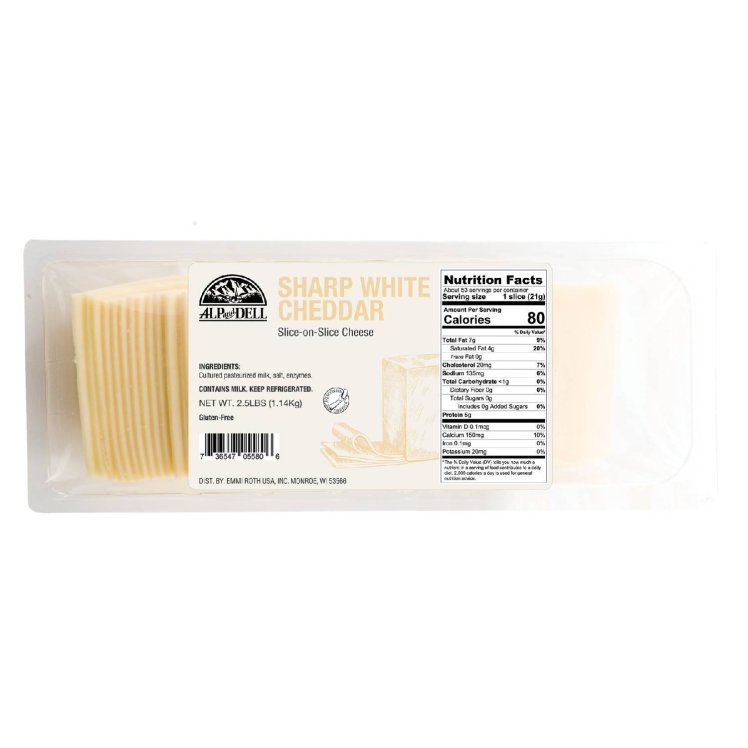 ALP AND DELL SHARP WHITE CHEDDAR CHEESE SLICES