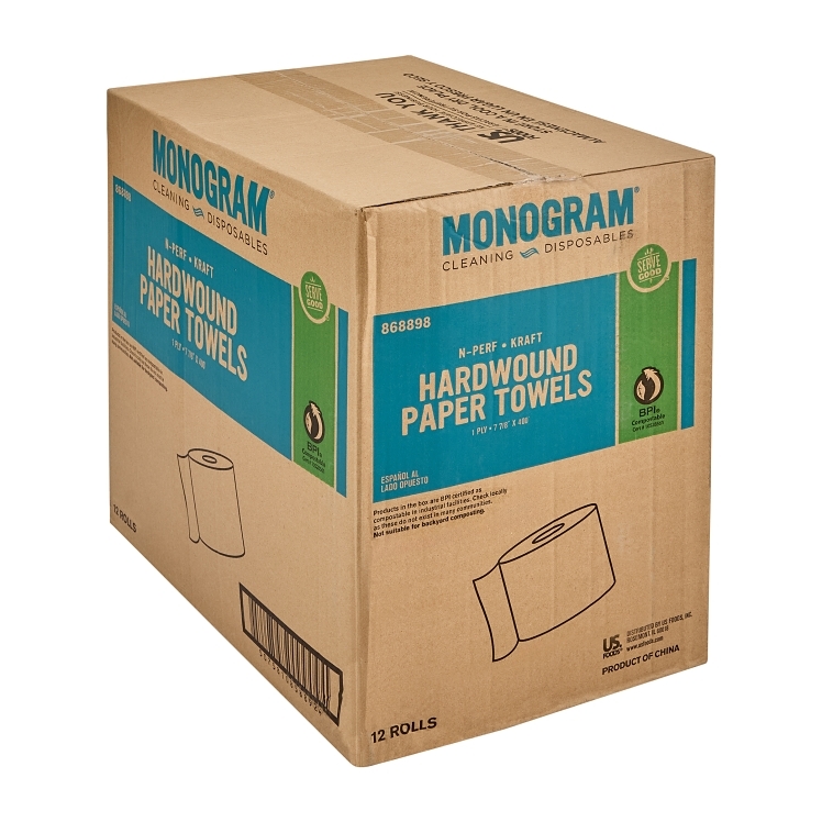 MONOGRAM TOWEL, PAPER 7.87 X 400' BROWN
