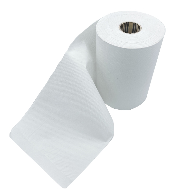 MONOGRAM 7.87 X 400' DISPOSABLE WHITE HARDWOUND PAPER TOWELS ROLL