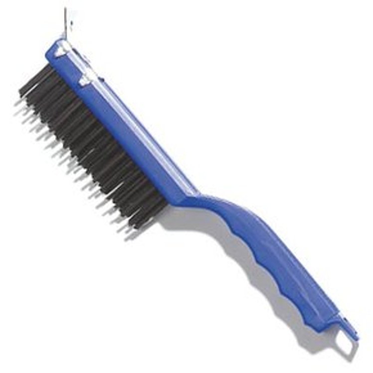 CARLISLE BLUE HANDLE MR BBQ GRILL BRUSH WITH SCRAPER 11.5 INCH