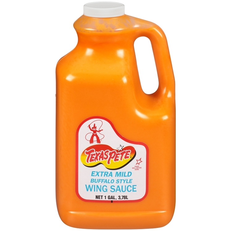 TEXAS PETE SAUCE, BUFFALO EXTRA MILD PLASTIC JUG