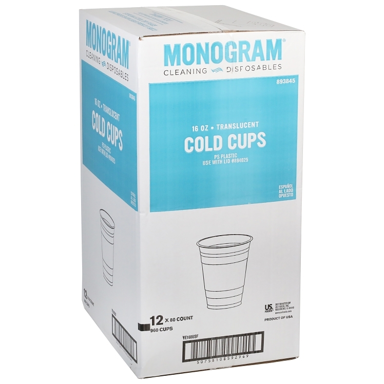 MONOGRAM 16 OZ COLD TRANSLUCENT PLASTIC CUP