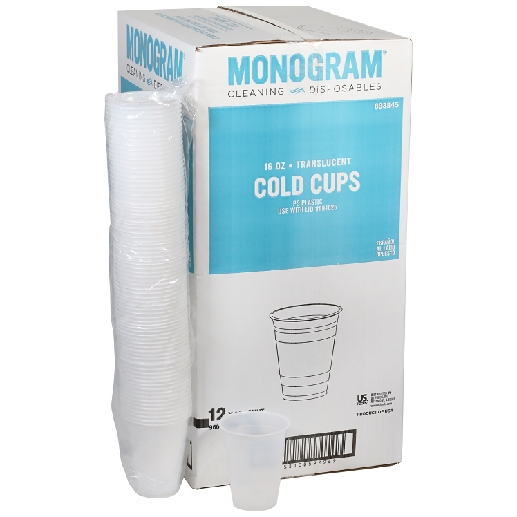 MONOGRAM 16 OZ COLD TRANSLUCENT PLASTIC CUP