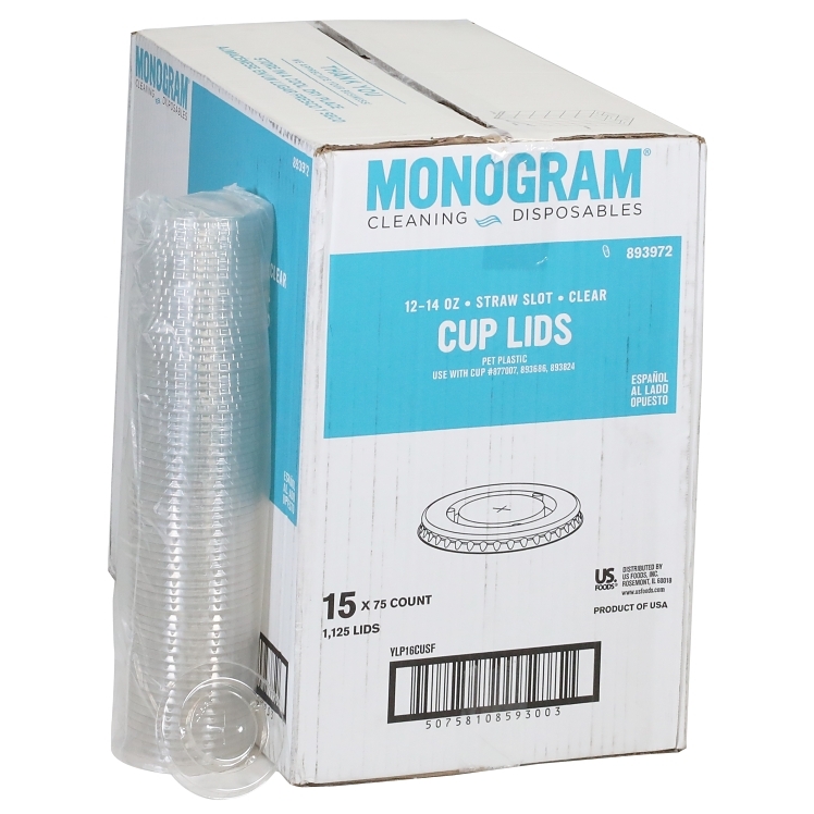 MONOGRAM CLEAR FLAT STRAW LID FOR 12-14 OUNCE CUPS