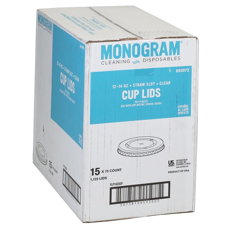 MONOGRAM CLEAR FLAT STRAW LID FOR 12-14 OUNCE CUPS