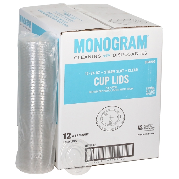 MONOGRAM LID, CUP 12-24 OZ FLAT STRAW
