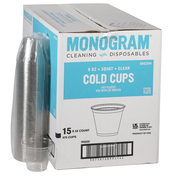 MONOGRAM 9 OZ CLEAR PET PLASTIC COLD CUPS