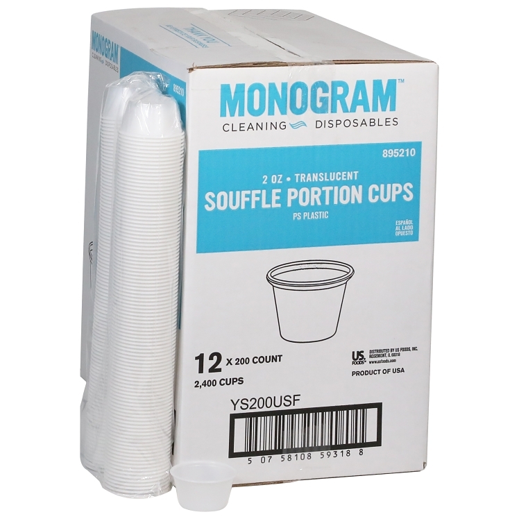 MONOGRAM CUP, SFLE POLYSTYRENE 2 OZ TRANSLUCENT PATTERN