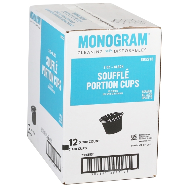 MONOGRAM 2 OZ BLACK PLASTIC SOUFFLE CUPS