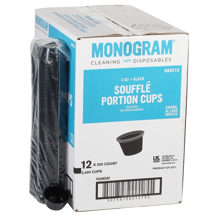 MONOGRAM 2 OZ BLACK PLASTIC SOUFFLE CUPS