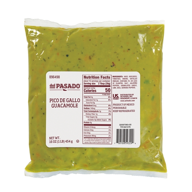 DEL PASADO BAG OF GUACAMOLE FROZEN WITH PICO DE GALLO