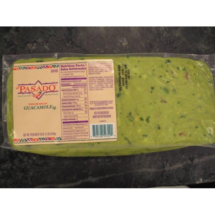 DEL PASADO BAG OF GUACAMOLE FROZEN WITH PICO DE GALLO