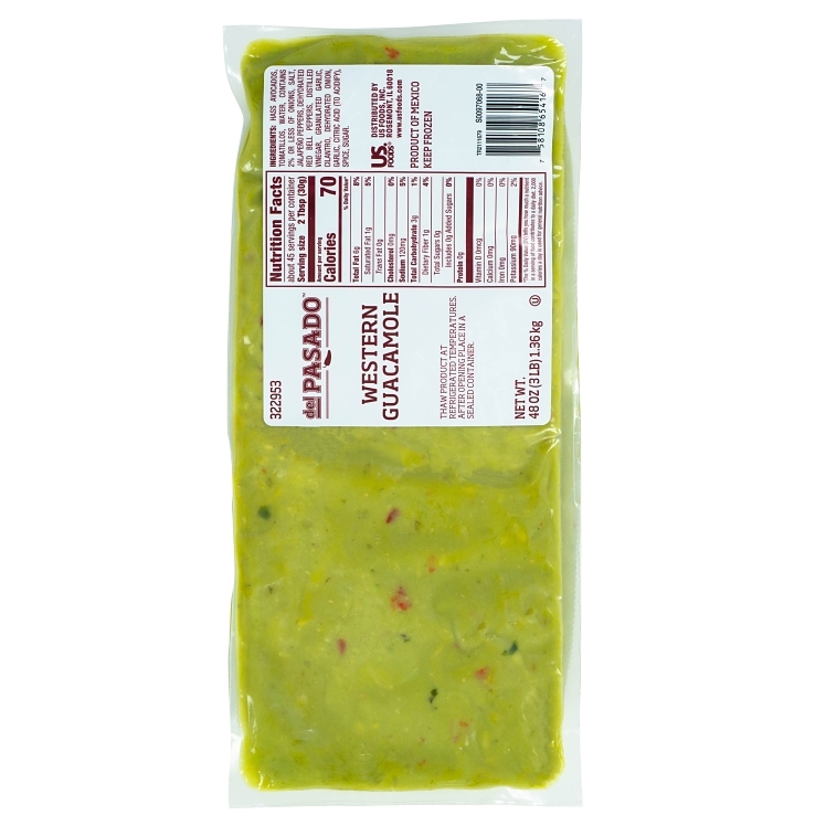 DEL PASADO BAG OF GUACAMOLE FROZEN WITH PICO DE GALLO