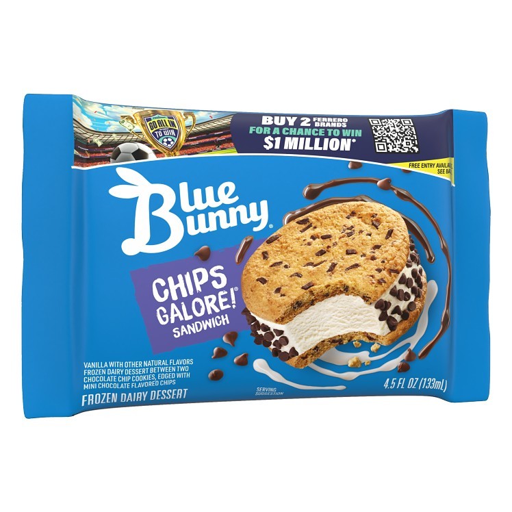 BLUE BUNNY VANILLA CHIPS ICE CREAM SANDWICH