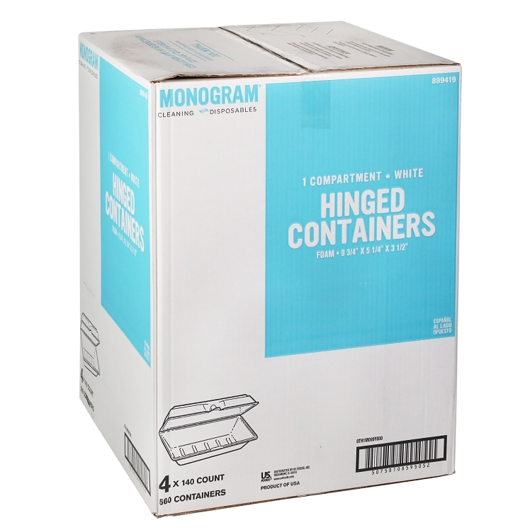 MONOGRAM 1 COMPARTMENT 9.75 X 5 FOAM CONTAINER