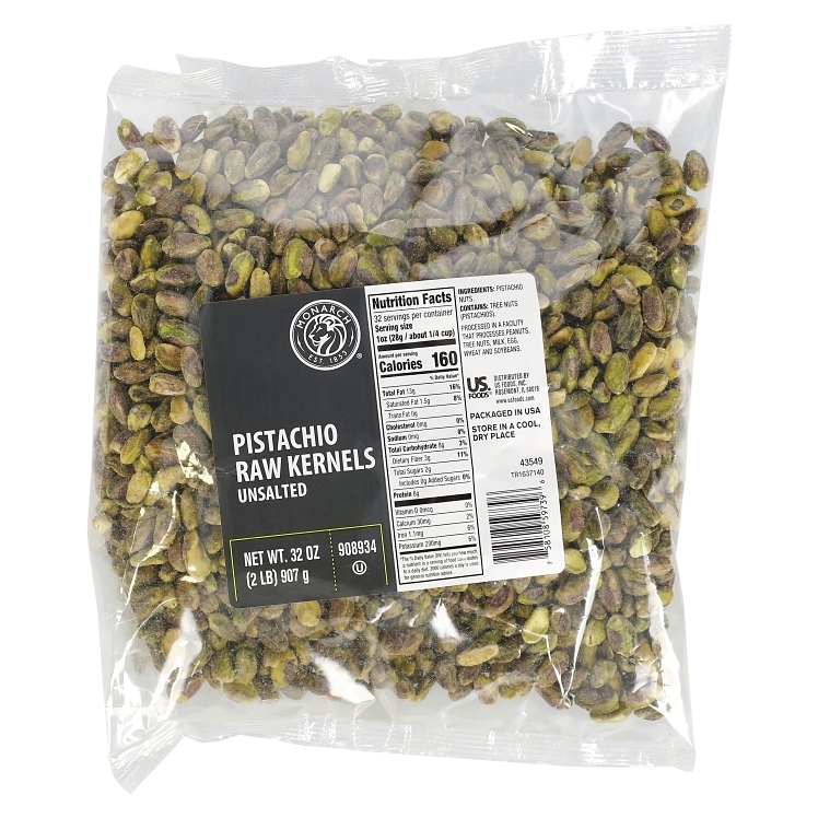 MONARCH PISTACHIOS, KERNEL UNSALTED SHELL OFF