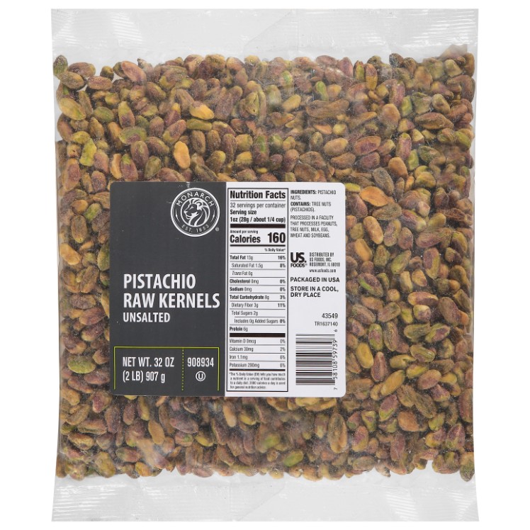 MONARCH PISTACHIOS, KERNEL UNSALTED SHELL OFF
