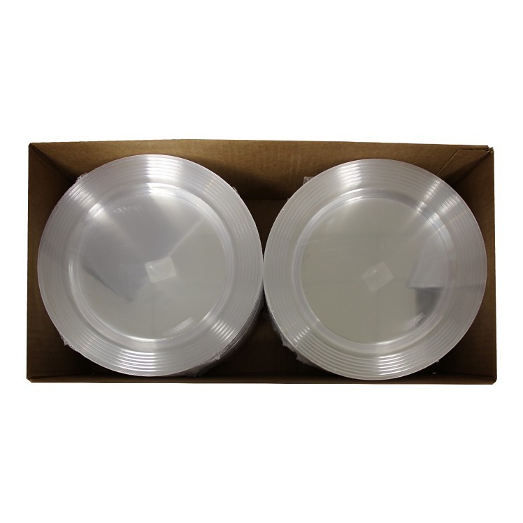 SABERT CLEAR 10.25 ROUND PLATE W/ CLEAR DECORATIVE RINGS