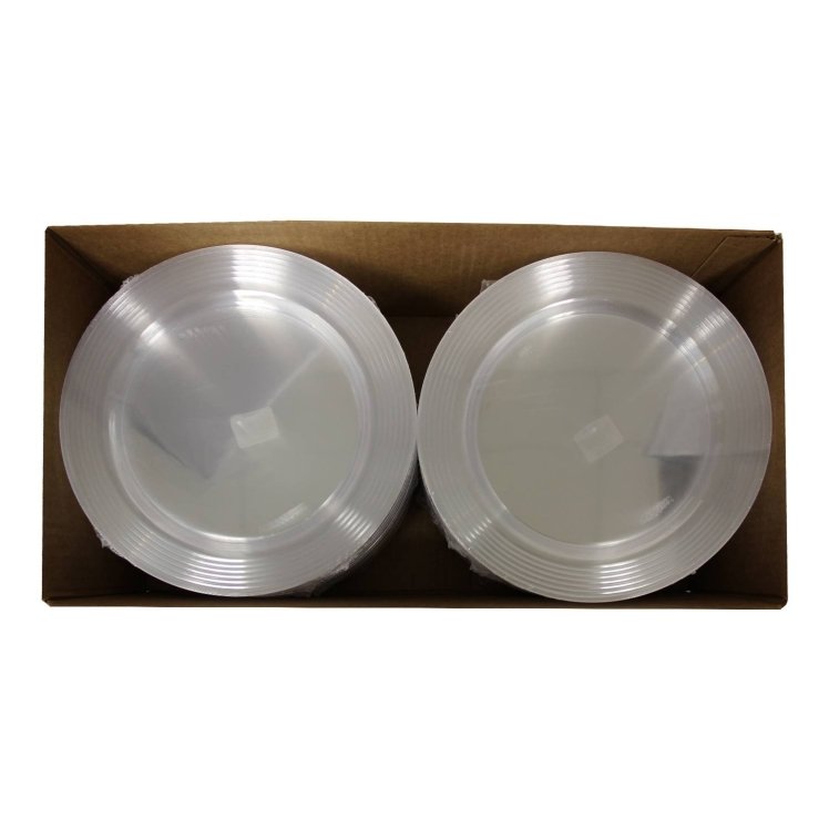 SABERT CLEAR 10.25 ROUND PLATE W/ CLEAR DECORATIVE RINGS